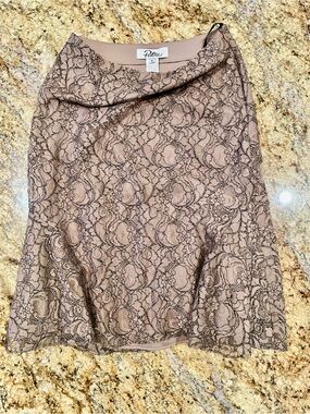 Patra Taupe/Black Lace Overlay Midi Skirt Size 6 | Coquette | Cottagecore